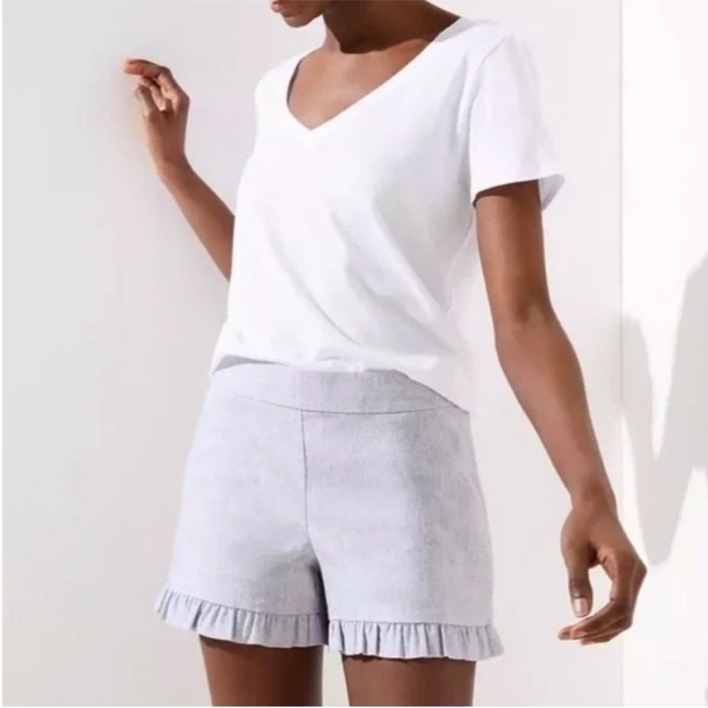 LOFT Grey Ruffle Shorts